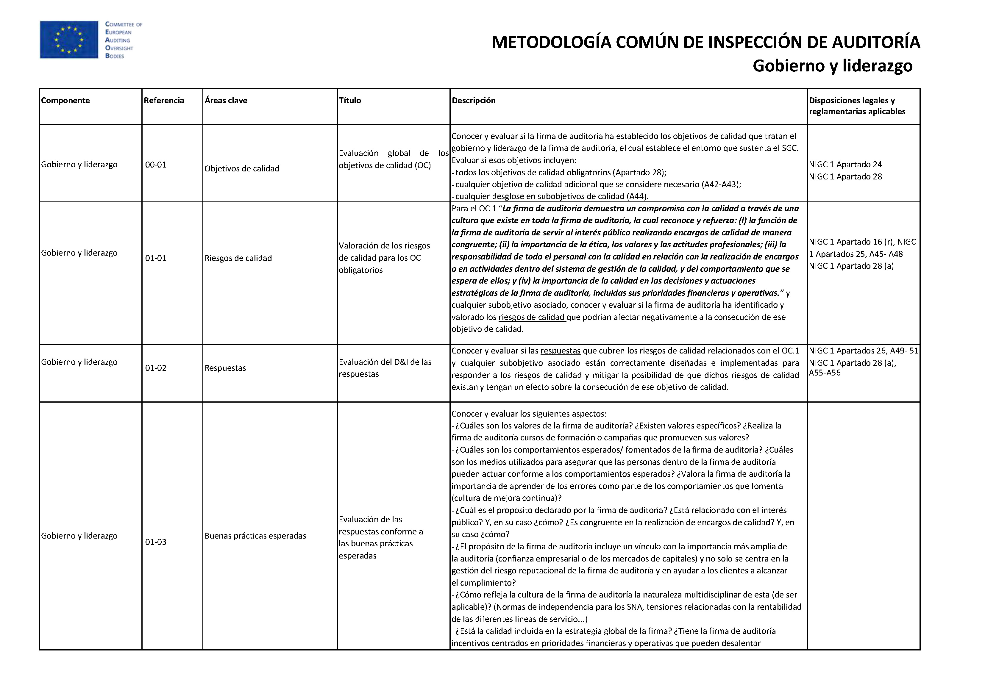 Gua sobre Metodologa comn de inspeccin conforme al proceso de evaluacin de los riesgos (COESA - Diciembre 2022)